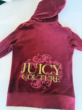 Juicy Couture burgundy Velour Logo Hoodie with Gold Script
